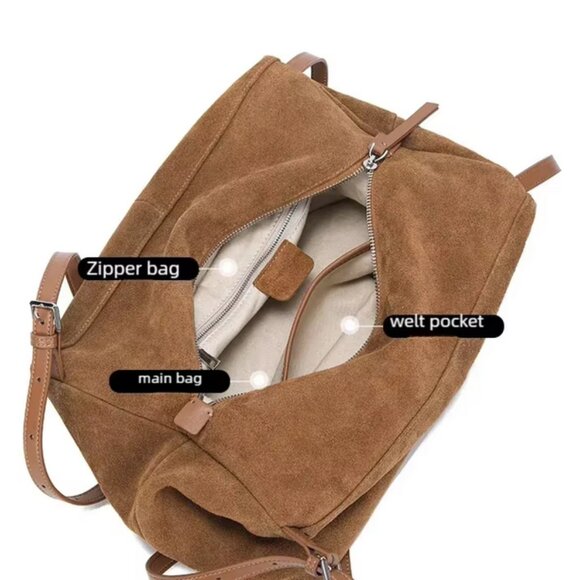 Elegant Indie Women’s Suede Premium Leather Shoulder Bag - Picture 3 of 8